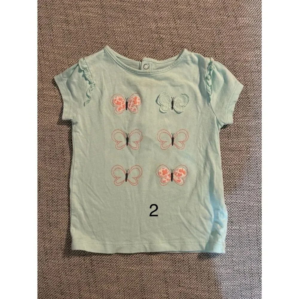 Child of Mine Made by Carters 24M Mint Green Butterfly Embroidered Short Sleeve